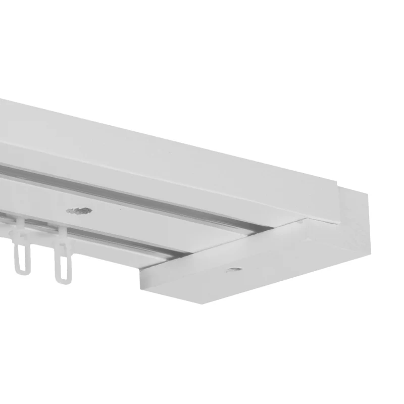 Curtain and drape track system Travetto Double made of wood