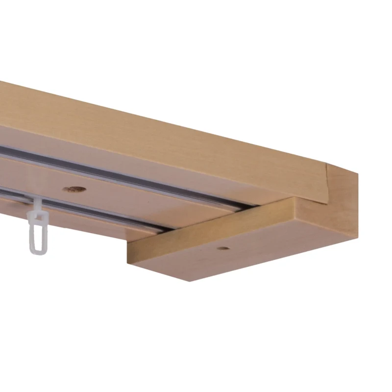 Curtain and drape track system Travetto Double made of wood