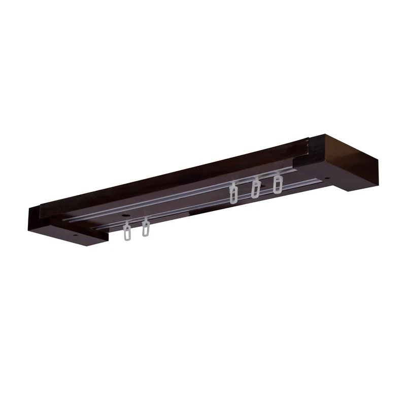 Curtain and drape track system Travetto Double made of wood