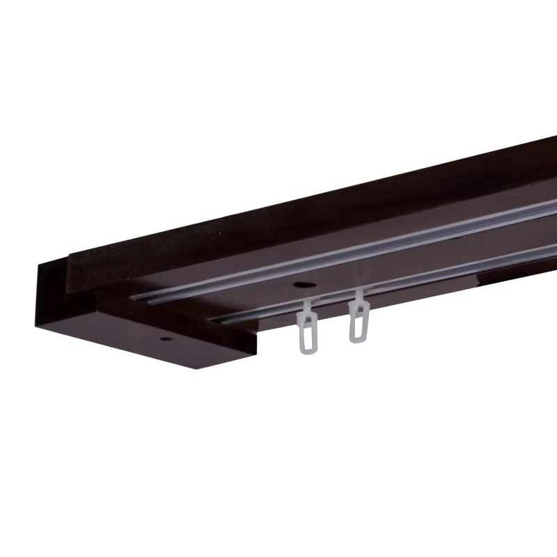 Curtain and drape track system Travetto Double made of wood