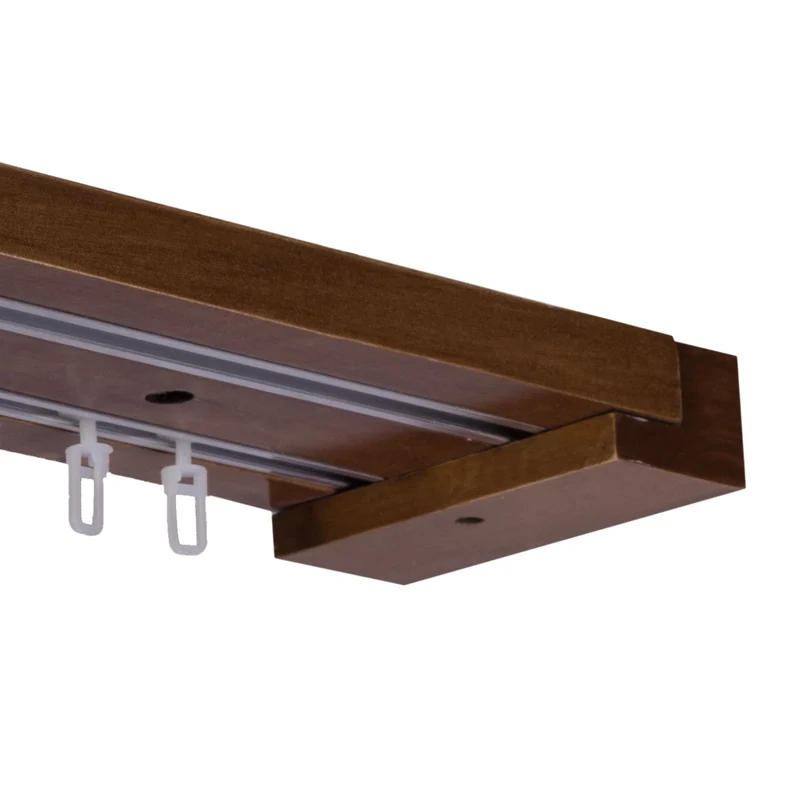Curtain and drape track system Travetto Double made of wood