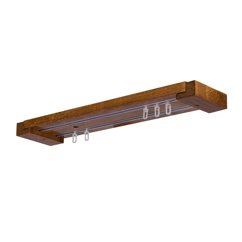 Curtain and drape track system Travetto Double made of wood