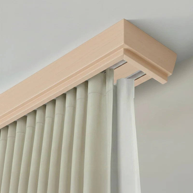 Conic Wooden Curtain Track System with Decorative Valance
