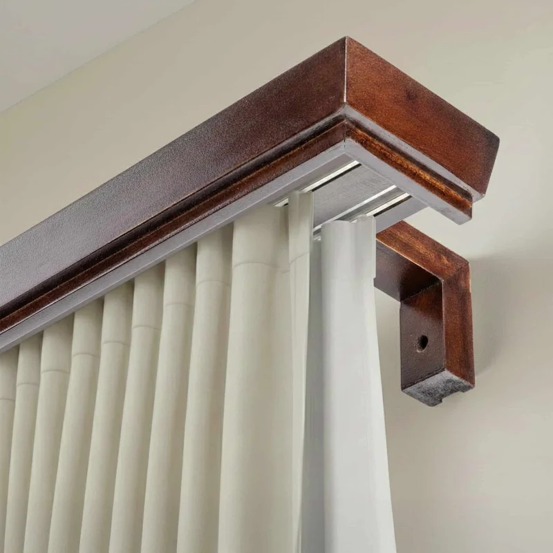 Conic Wooden Curtain Track System with Decorative Valance