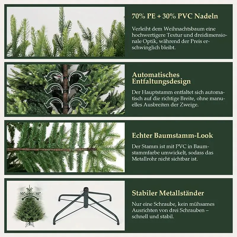 Salcar 180/210cm Künstlicher Weihnachtsbaum, 2525/3557 Zweige, 74 % PE