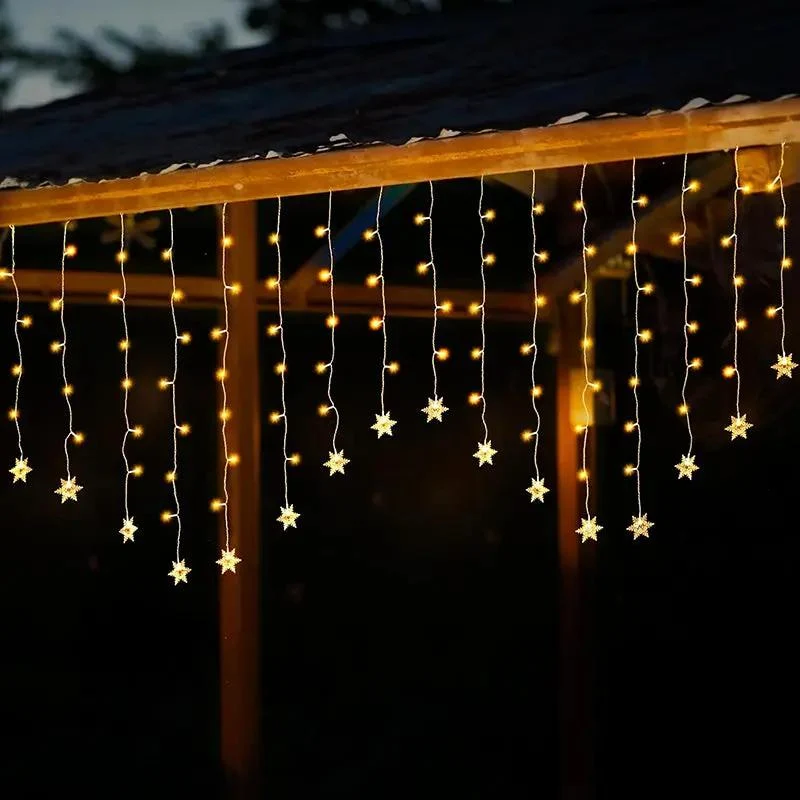 Salcar 2 x 1 m LED Schneeflocke Lichtervorhang, 16 Strängen, 104 LEDs, 31V GS-zertifizierte Stromversorgung