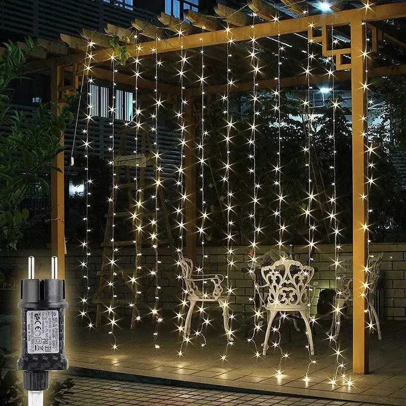 Salcar 2x2m/2x3m/6x3m LED Lichtervorhang, 160/240/600 LEDs, 31V GS-zertifizierte Stromversorgung