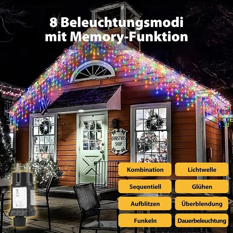Salcar 2m/5m/10m LED Eisregen Lichterkette, 80/200/400 LEDs, 31V GS-zertifizierte Stromversorgung