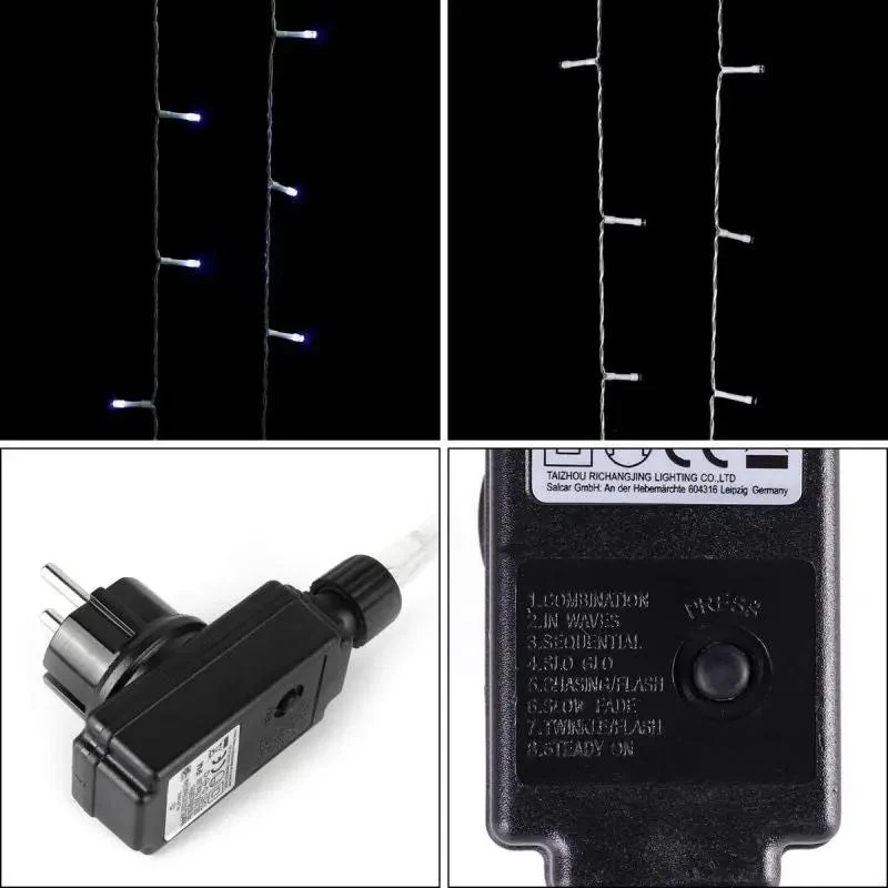 Salcar 2m/ 5m / 10m LED Eisregen Lichterkette, 80/ 200 / 400 LEDs, 31V GS-zertifizierte Stromversorgung
