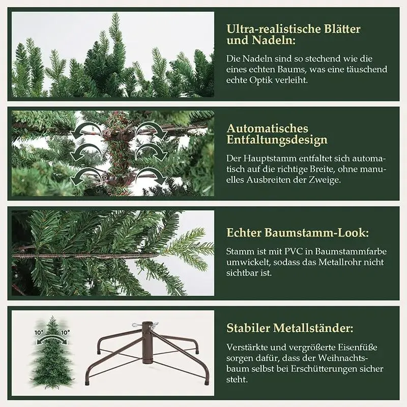 Salcar 180/210cm Künstlicher Weihnachtsbaum, mit 115/143 PE-Zweigen und 850/1332 PVC-Zweigen
