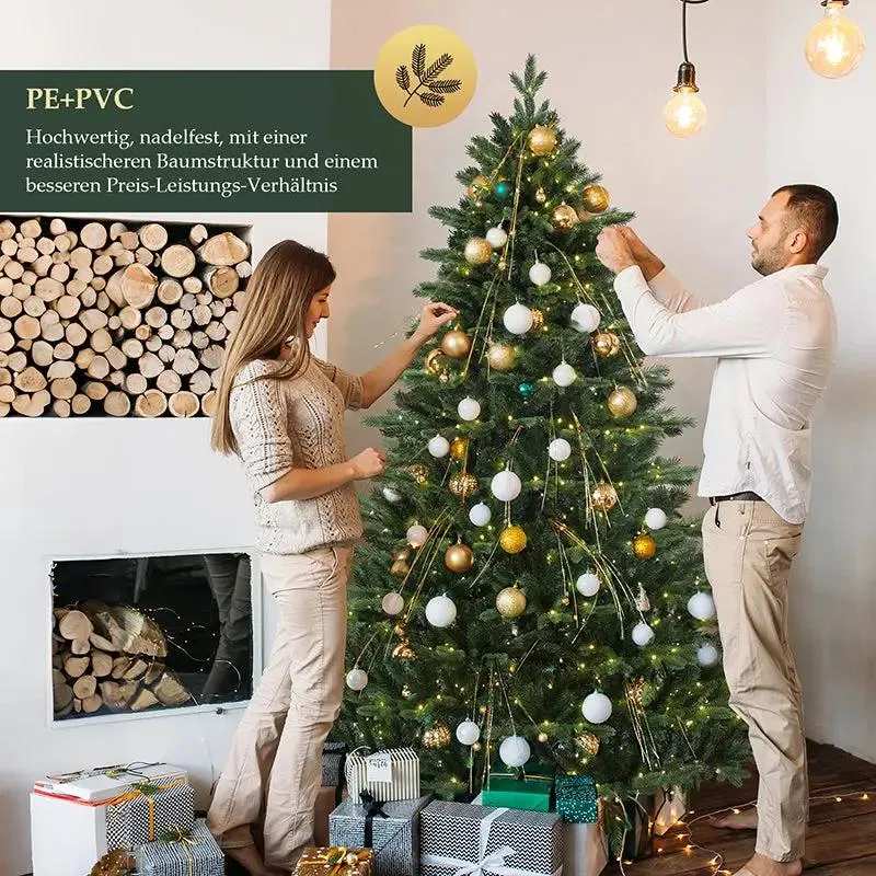 Salcar 180/210cmKünstlicher Weihnachtsbaum, Edeltanne, mit 450/650 LEDs und 1150/1486 PE-Zweigen und 472/728 PVC-Zweigen