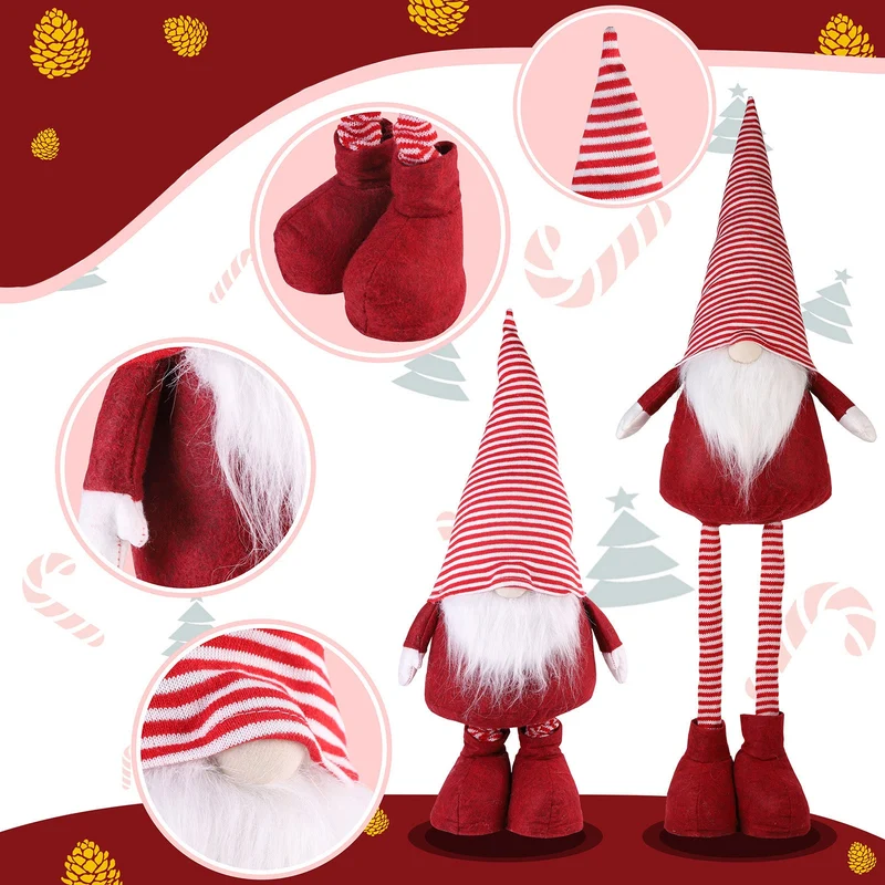 Salcar Weihnachtsdeko Wichtel XL – Großer Deko-Gnom aus Filz, höhenverstellbar von 60–92 cm, Teleskopbeine, perfektes Geschenk zu Weihnachten & Thanksgiving – Rot