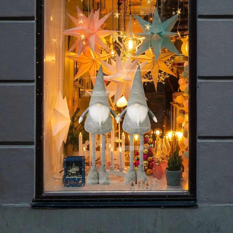 Salcar Weihnachtsdeko Wichtel XL – Großer Deko-Gnom aus Filz, höhenverstellbar von 60–92 cm, Teleskopbeine, perfektes Geschenk zu Weihnachten & Thanksgiving – Grau