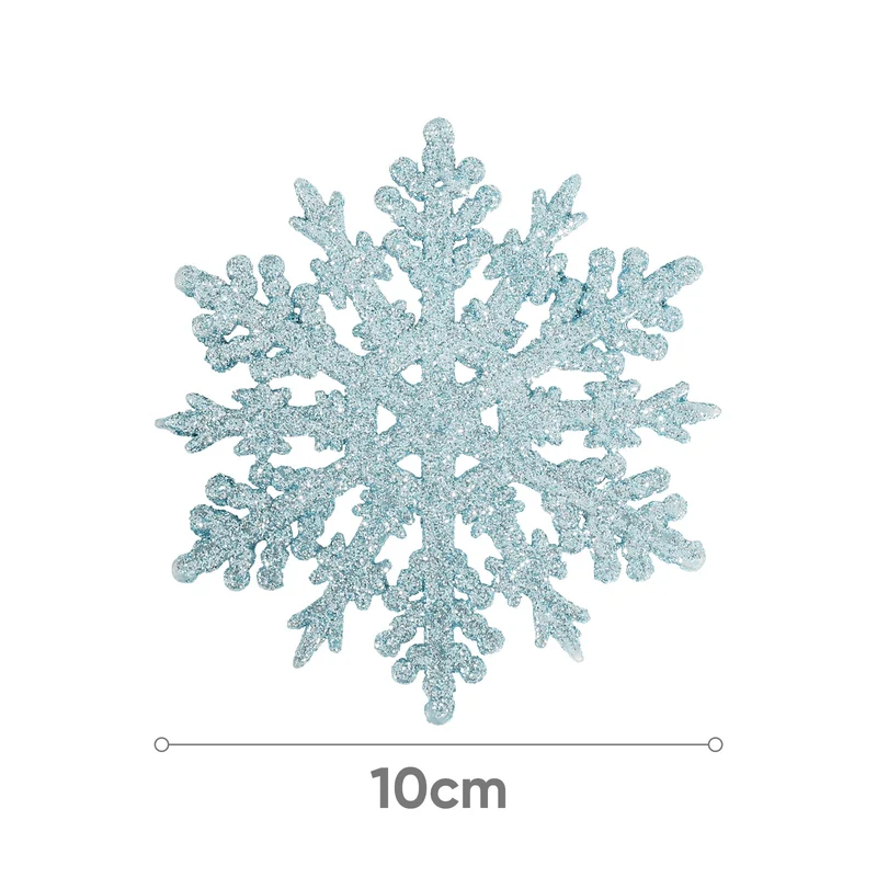 Salcar 24 Stück Schneeflocken Weihnachtsdeko Blau – Glitter Schneeflocken Anhänger Ø10cm, Wiederverwendbarer Weihnachtsbaumschmuck für Winter & Festtage