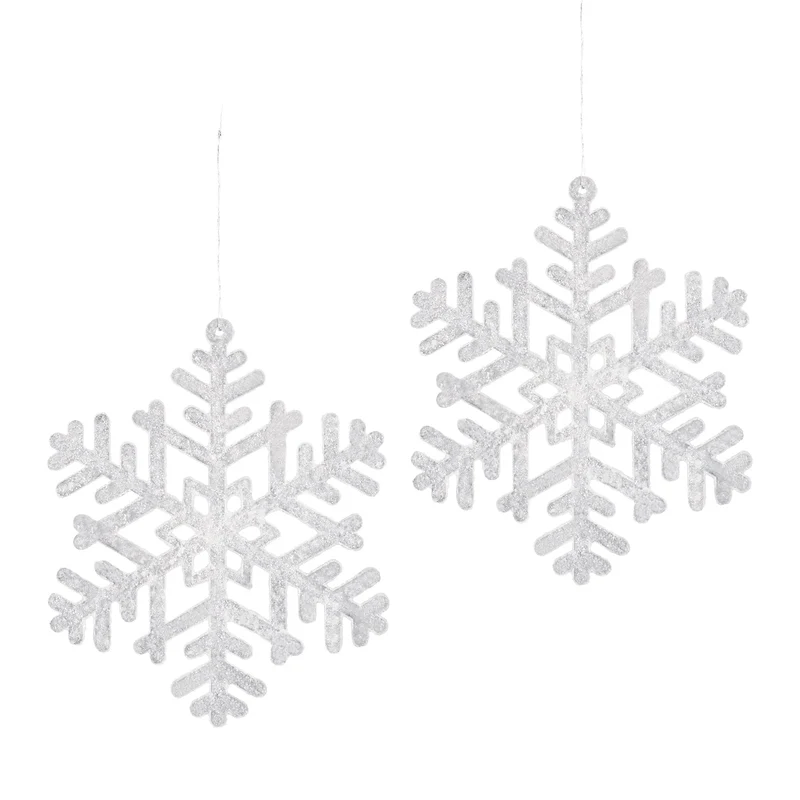 Salcar 24 Stück Schneeflocken Weihnachtsdeko – Weiße Glitter Schneeflocken Anhänger Ø10cm, Wiederverwendbarer Baumschmuck für Weihnachtsbaum & Winterfeier