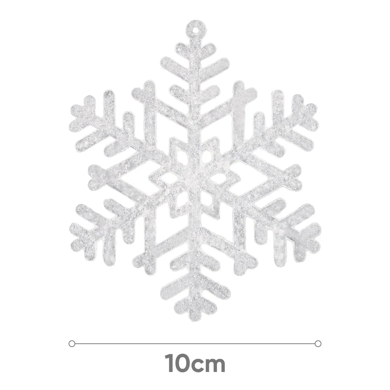 Salcar 24 Stück Schneeflocken Weihnachtsdeko – Weiße Glitter Schneeflocken Anhänger Ø10cm, Wiederverwendbarer Baumschmuck für Weihnachtsbaum & Winterfeier