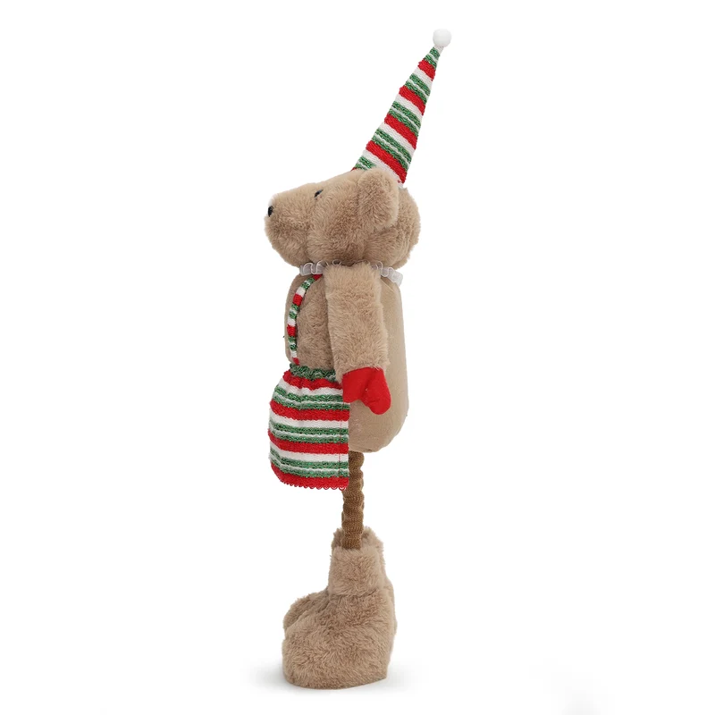 Salcar Weihnachtsfigur Plüsch-Bär 55–70 cm – Stehende Weihnachtsdeko mit verstellbaren Teleskopbeinen, Weicher Plüschbär für Kamin, Fensterbank & Wohnzimmer