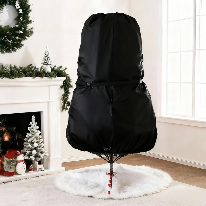 Salcar Weihnachtsbaum Aufbewahrung 138 × 185 cm – Weihnachtsbaumtasche für Bäume bis 2,4 m, mit Schnallen, Kordelzug & Kartenschlitz, Wasserdicht & Reißfest