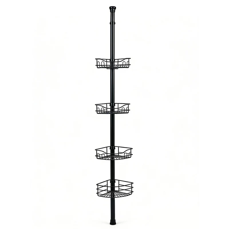 Sekey Duschregal Ohne Bohren – Höhenverstellbares Teleskop-Duschregal 79–315 cm mit 4 festen Körben, Eck-Design & stabiler Stand für Badezimmer