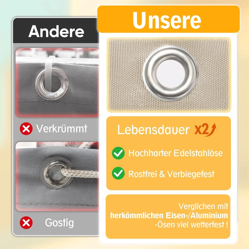 Sunula Balkon Sichtschutz, blickdicht, PES Balkonverkleidung, Windschutz, ohne Bohren, mit Nylon-Kabelbinder und Kordel, patentierte reißfeste Ösen, wetterfest, taupe