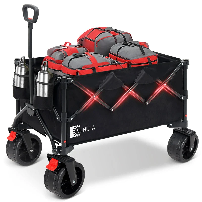 Sunula Faltbarer Bollerwagen 3026 mit Allwetterrädern, 300 L Volumen, 149 kg Tragkraft – Robuster Transportwagen für Strand, Camping, Garten & Einkauf