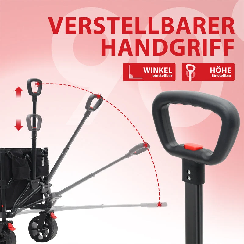 Sunula Faltbarer Bollerwagen 3026 mit Allwetterrädern, 300 L Volumen, 149 kg Tragkraft – Robuster Transportwagen für Strand, Camping, Garten & Einkauf