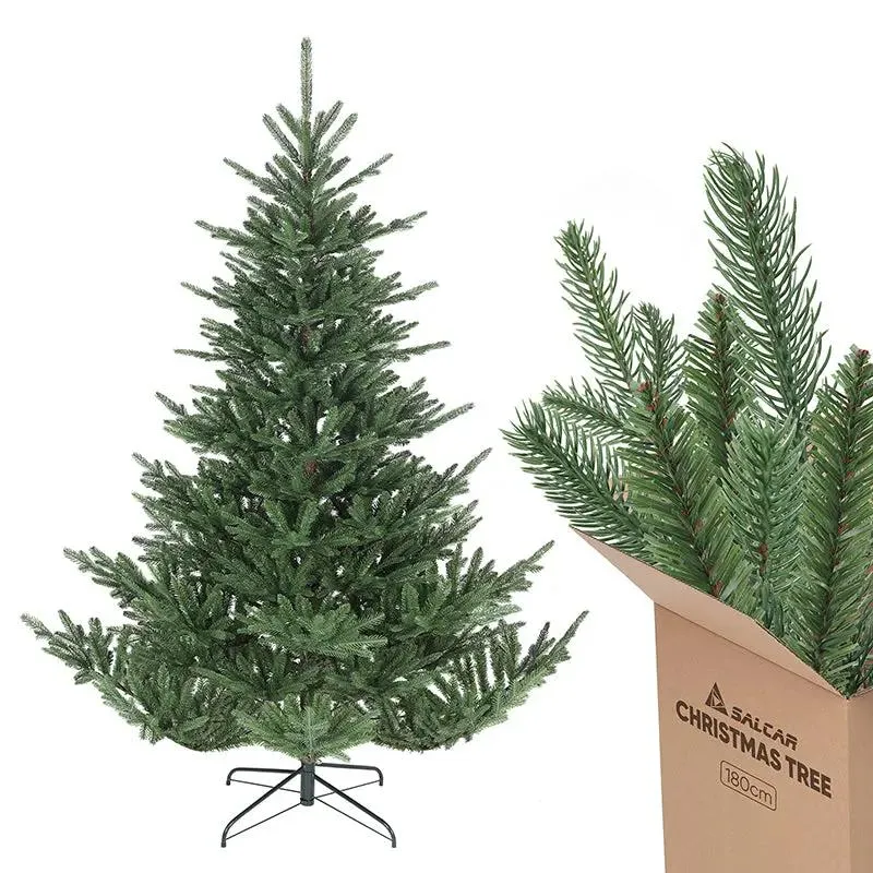 Salcar 180/210cmKünstlicher Weihnachtsbaum, Edeltanne, mit 1204/1609 PE-Zweigen und 398/658 PVC-Zweigen