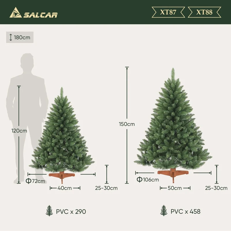 Salcar 120cm/150cm/180cm/210cm Künstlicher Weihnachtsbaum, Korea-Tanne, mit 730/1066 PVC-Nadeln