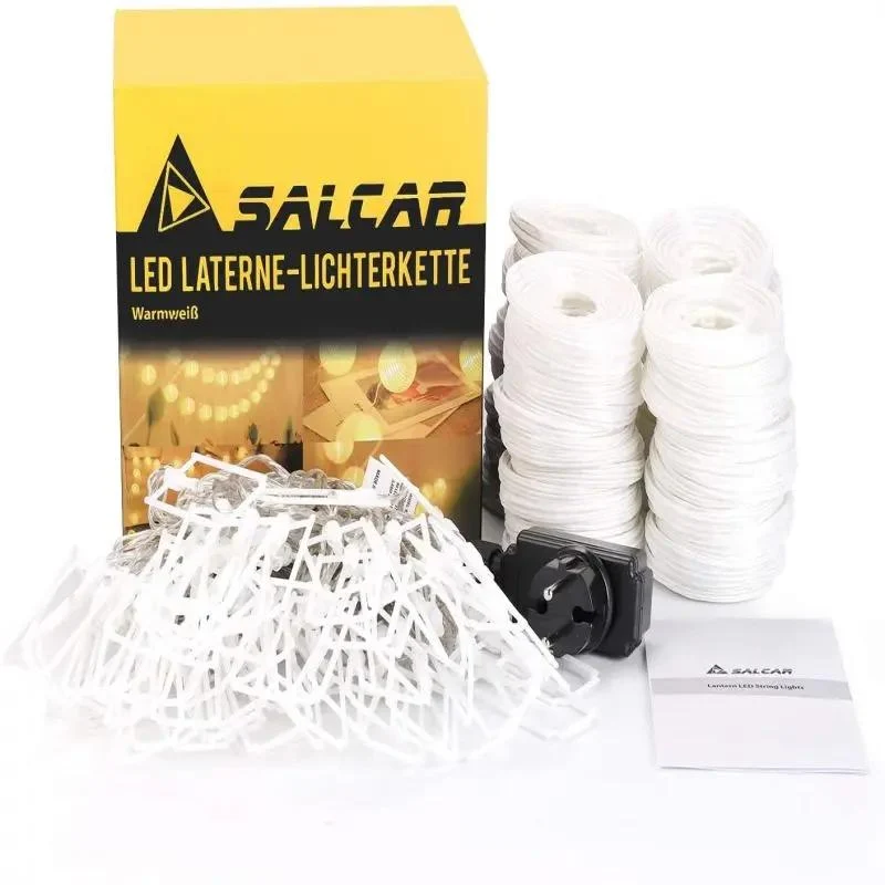 Salcar 3m/5m/10m/15m/20m LED Laternen-Lichterkette, 10/20/40/50/80 LEDs, 31V GS-zertifizierte Stromversorgung
