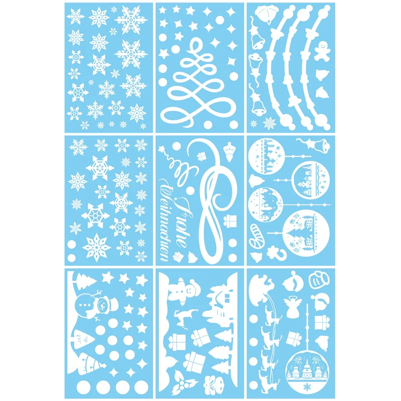 Salcar Fensterbilder Weihnachten – Wiederverwendbare Fensterdeko Weiß, Selbstklebend ohne Kleber, Beidseitig Sichtbar mit Schneeflocken, Häusern & Schneemann