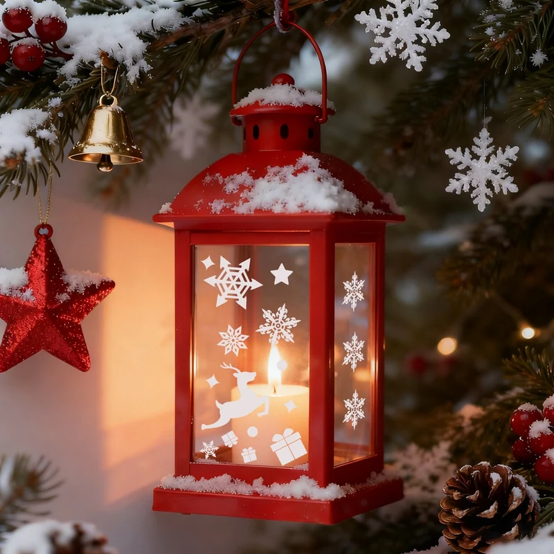 Salcar Fensterbilder Weihnachten – Wiederverwendbare Fensterdeko Weiß, Selbstklebend ohne Kleber, Beidseitig Sichtbar mit Schneeflocken, Häusern & Schneemann