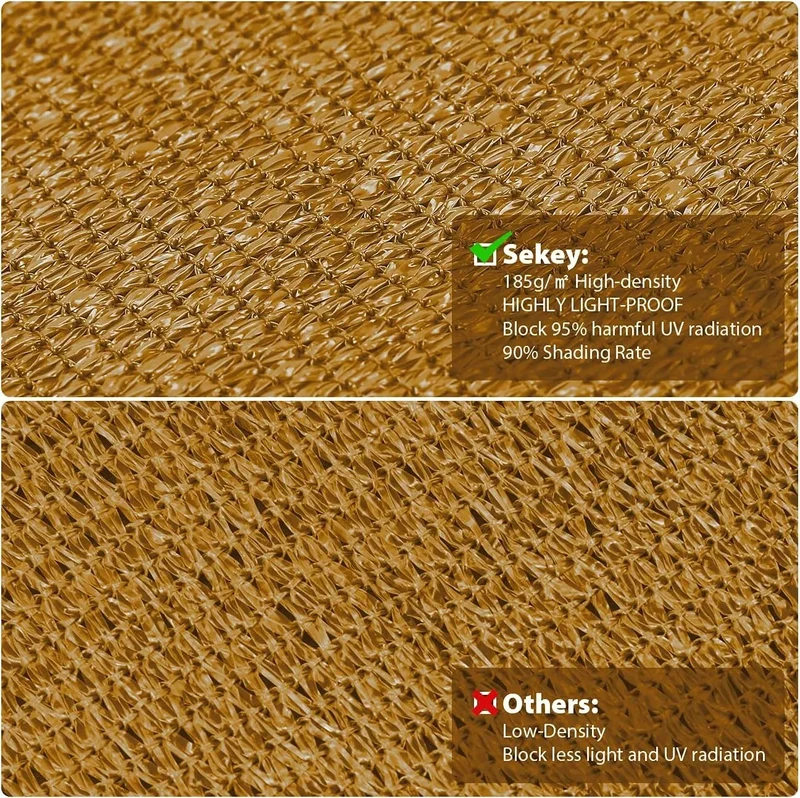 Sekey Sonnensegel HDPE Sonnenschutzsegel mit Seilen