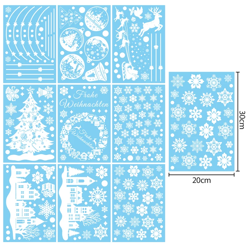 Salcar Fensterbild Weihnachten – Selbstklebende Fensteraufkleber für Winterdeko, Beidseitig sichtbar, Wiederverwendbar – Tannenbäume, Schneeflocken & Rentiere