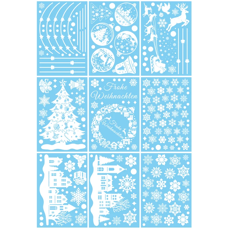 Salcar Fensterbild Weihnachten – Selbstklebende Fensteraufkleber für Winterdeko, Beidseitig sichtbar, Wiederverwendbar – Tannenbäume, Schneeflocken & Rentiere