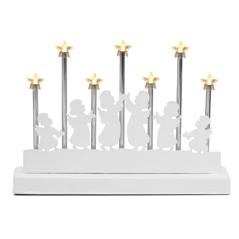 Salcar LED Lichterbogen mit 7 Sternen & 6 Engeln – Warmweißes Licht, Batteriebetrieben mit Timer – Weihnachtsdeko für Tisch & Fenster, ca. 32 cm