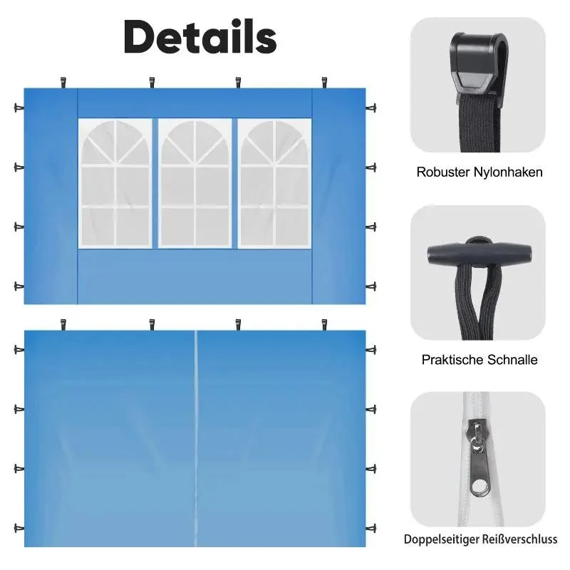 Sekey 3×3m Seitenwand für Pavillon, 2er Set, mit Reißverschlussv und Fenster