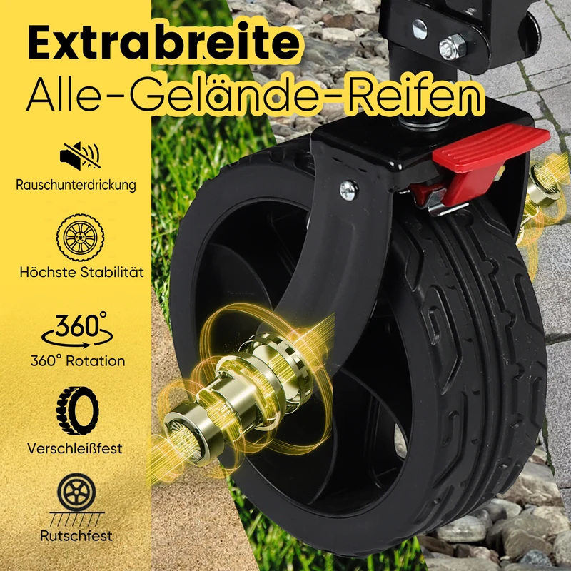Sekey XXL Bollerwagen Faltbar 150L – Mit Bremsen, 150 kg Tragkraft, Breite All-Terrain-Reifen, Patentierter 4-Wege-Faltmechanismus, Kein Aufbau nötig (Modell 4020)