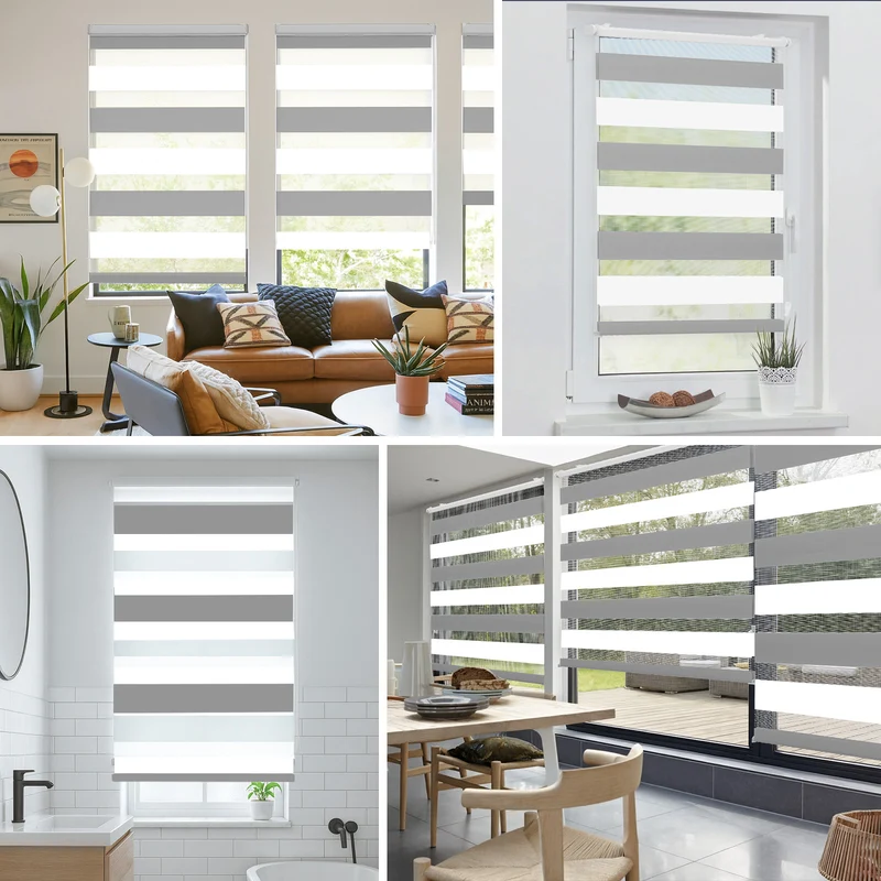 Sekey Doppelrollo Klemmfix ohne Bohren – Zweifarbiges Zebra-Rollo, Extra breite Stoffbahnen, Flexibler Sicht- & Sonnenschutz für Wohnzimmer, Schlafzimmer & Büro