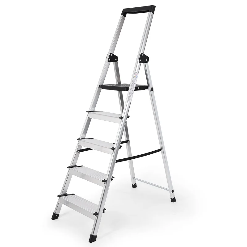 Sekey Aluminium Trittleiter 4/5 Stufen – Klappbar, Rutschfest, Mit Werkzeugablage, TÜV EN131-2, 140/160 cm, Bis 150 kg, Für Haushalt, Garage & Garten