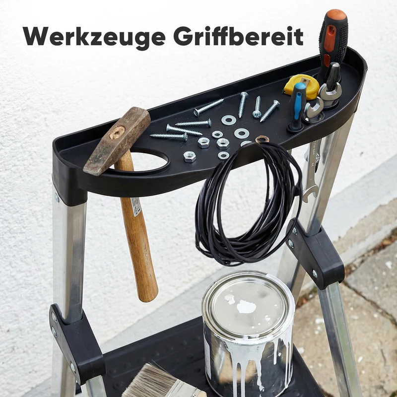 Sekey Aluminium Trittleiter 4/5 Stufen – Klappbar, Rutschfest, Mit Werkzeugablage, TÜV EN131-2, 140/160 cm, Bis 150 kg, Für Haushalt, Garage & Garten