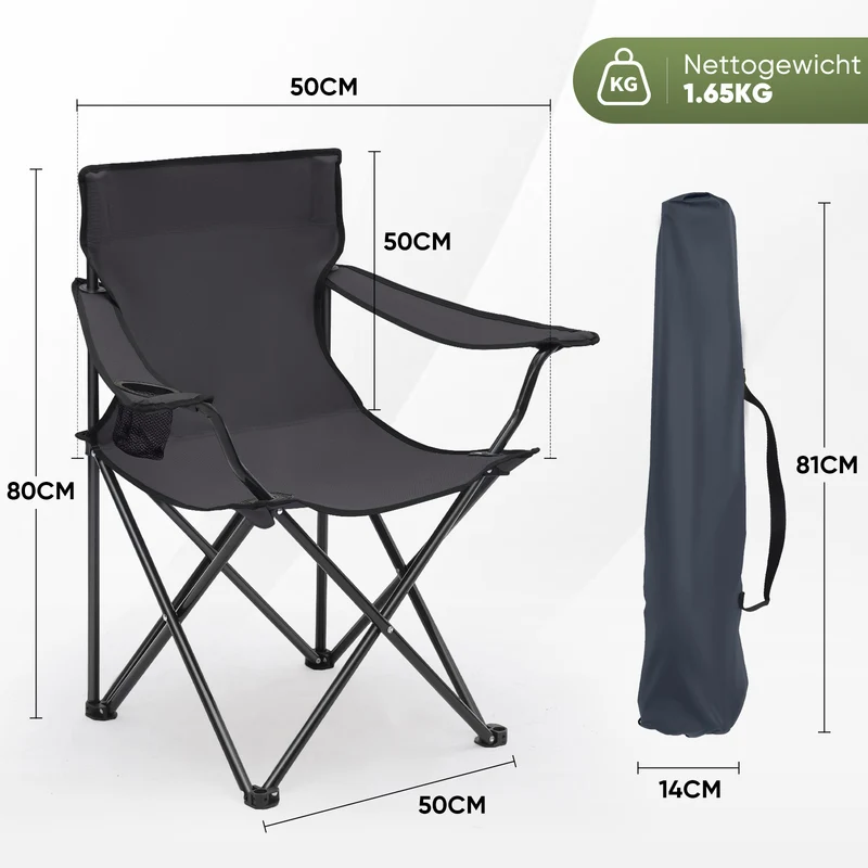 Sunula faltbarer Campingstuhl, ultraleicht, 1,65 kg, mit Getränkehalter, Tragetasche, kompakt klappbar, ideal für Camping, Garten und Ausflüge