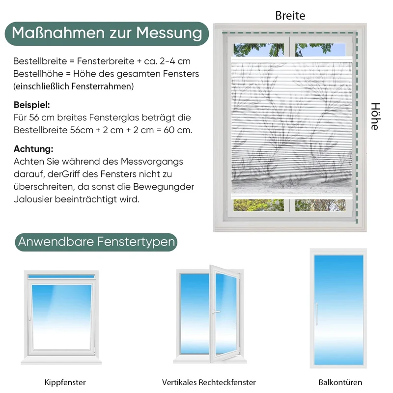 Sekey Wabenplissee ohne Bohren, Verdunkelung, Rollo mit Blumen- & Blätterdruck, stilvolles Plissee für Fenster
