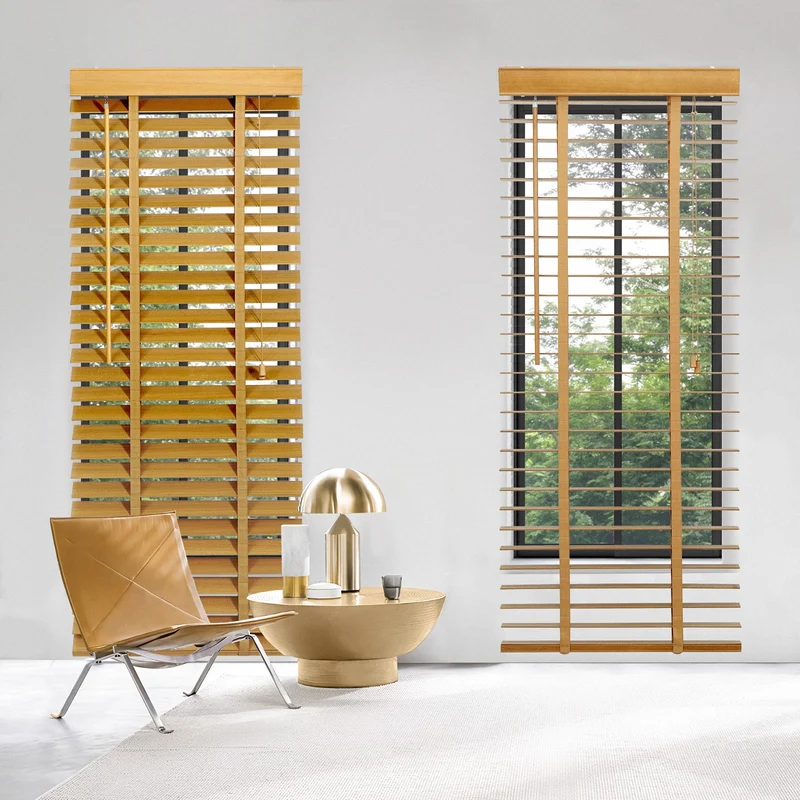 Sekey Jalousie aus Echtholz- Naturholzfarbe - 50 mm Lamellen mit natürlicher Holzoptik
