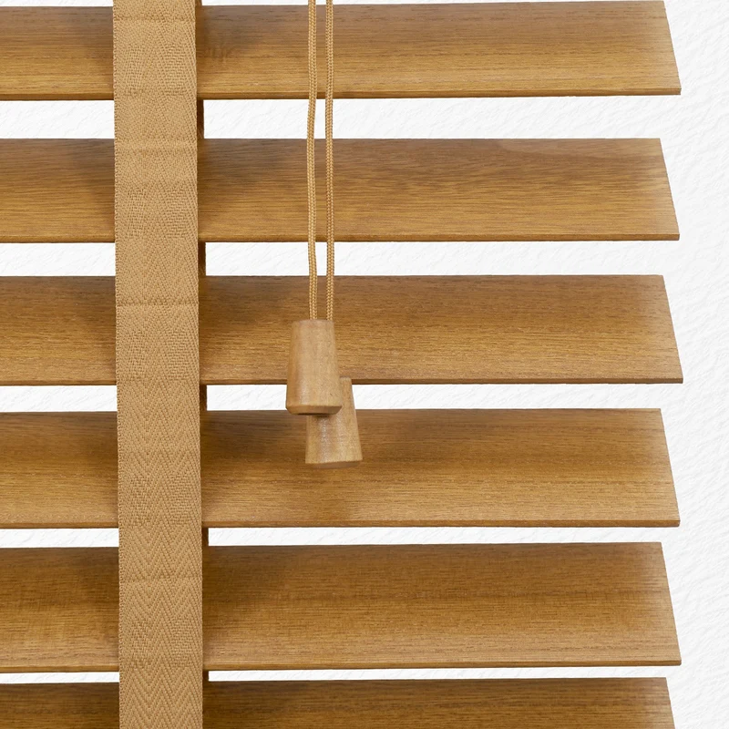 Sekey Jalousie aus Echtholz- Eichenfarbe - 50 mm Lamellen mit natürlicher Holzoptik