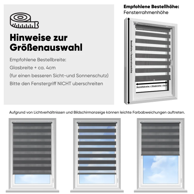 Sekey Schnurloses Doppelrollo Klemmfix - Grau - Duo Rollo ohne Bohren für Fenster & Türen