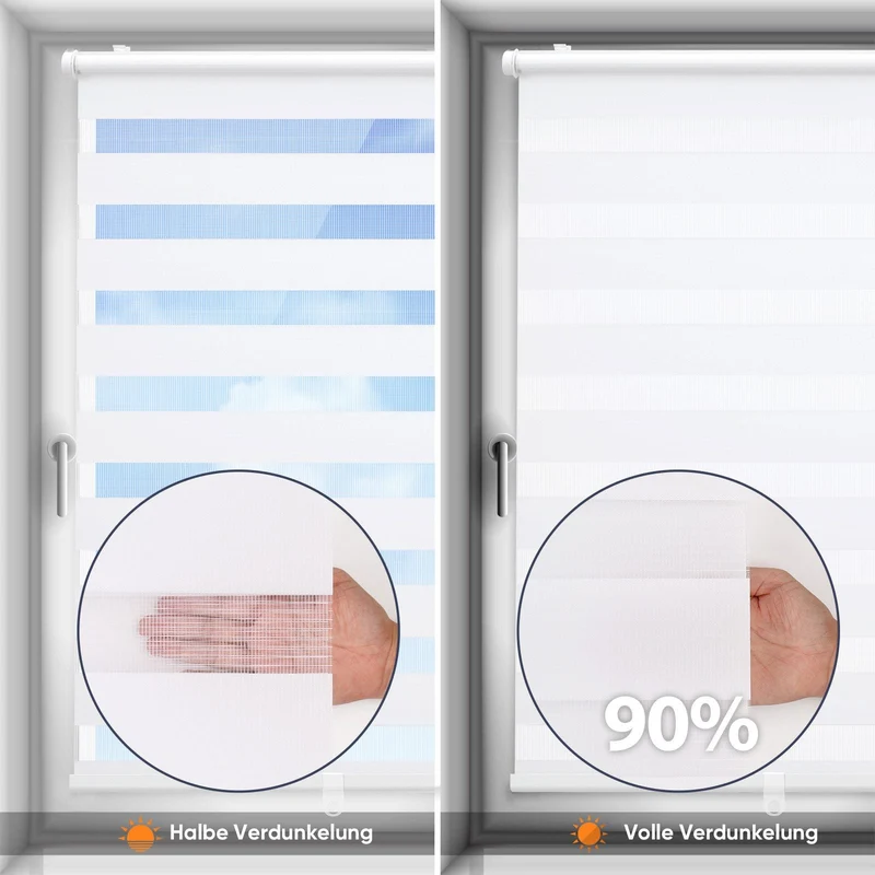 Sekey Schnurloses Doppelrollo Klemmfix - Weiß - Duo Rollo ohne Bohren für Fenster & Türen