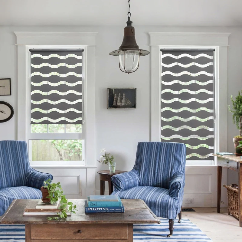 Sekey Doppelrollo Wellenmuster Duo-Rollo Klemmfix ohne Bohren - Lichtdurchlässig & Blickdicht, Fensterrollo für Wohnzimmer, Schlafzimmer & Büro