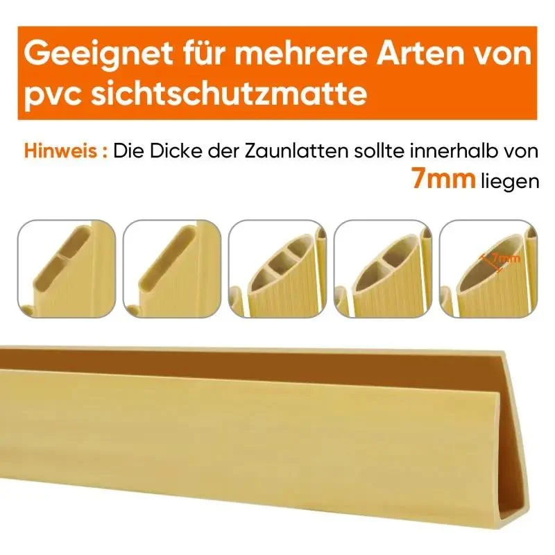 Sekey 5x1m PVC Abschlussleiste für PVC Sichtschutzmatte