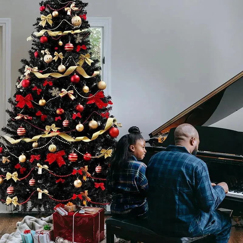 Salcar 180/210cm Künstlicher Weihnachtsbaum Schwarzer Weihnachtsbaum mit Ständer, Edeltanne, mit 735/1025 Spitzen