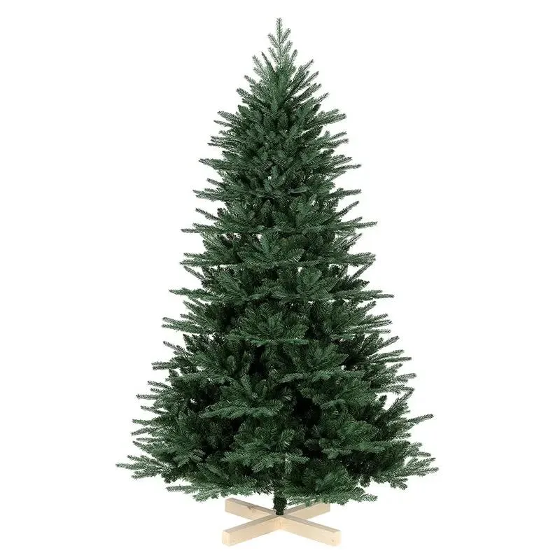 Salcar 120 /150 /180 /210cm Künstlicher Weihnachtsbaum mit Holzständer, Nordmanntanne, mit 725 /980 /1290 /1525 PE-Zweigen und 203 /544 /722 /993 PVC-Zweigen